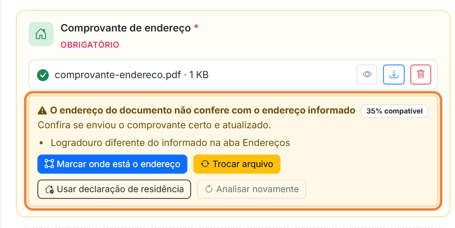Documento que não confere