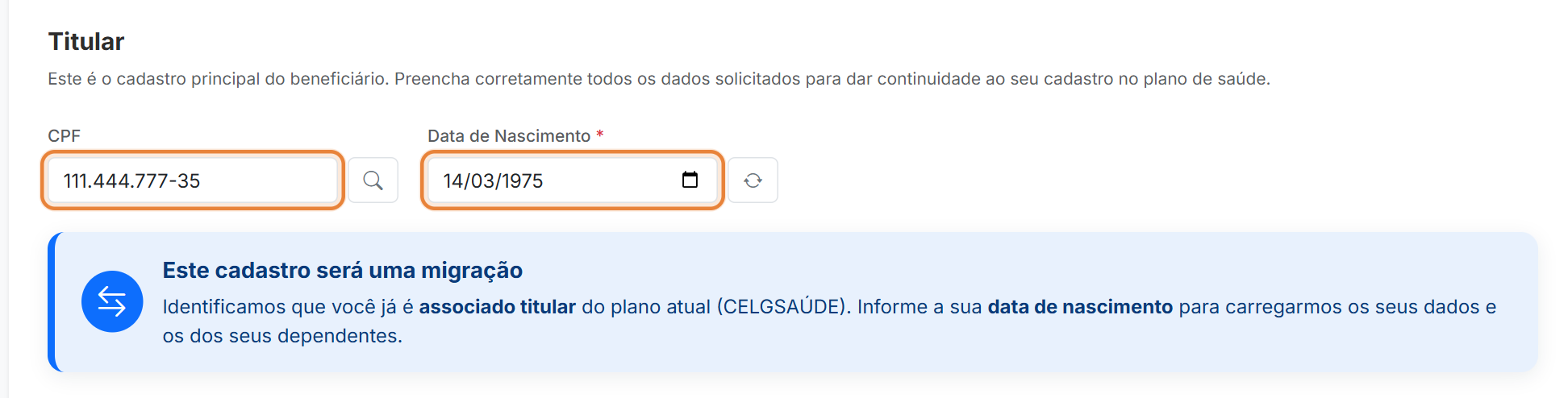 CPF e data de nascimento