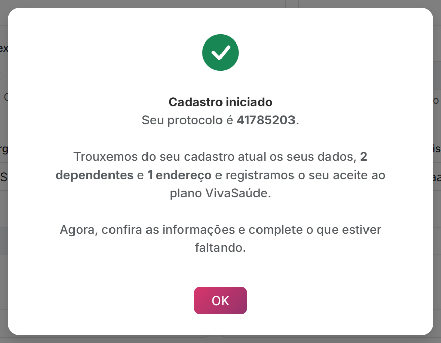 Cadastro iniciado