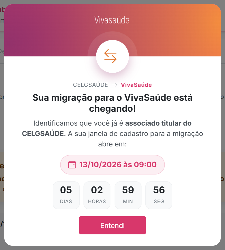 Janela da migração antes da data